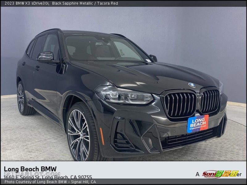 Black Sapphire Metallic / Tacora Red 2023 BMW X3 sDrive30i