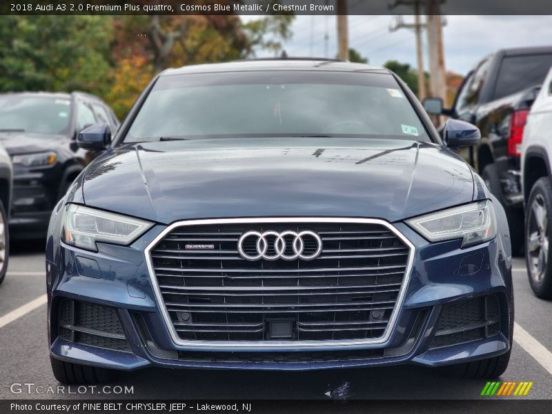 Cosmos Blue Metallic / Chestnut Brown 2018 Audi A3 2.0 Premium Plus quattro