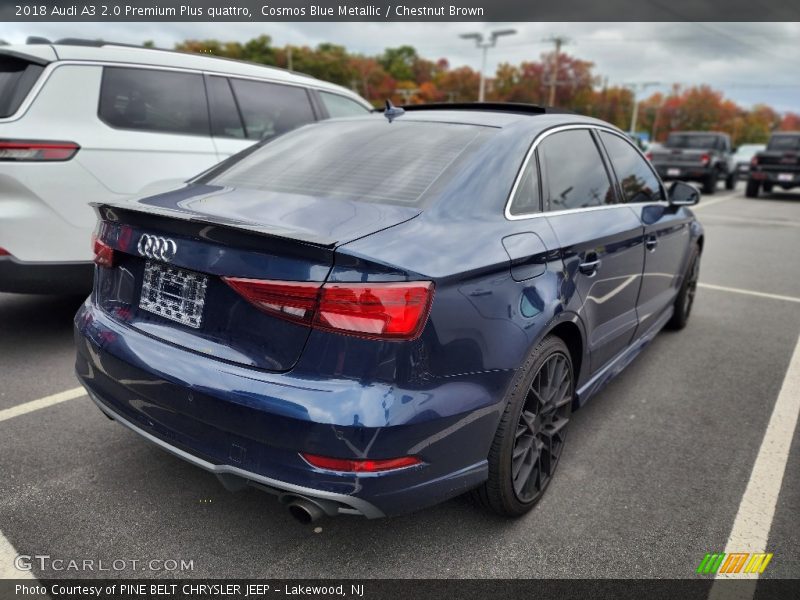 Cosmos Blue Metallic / Chestnut Brown 2018 Audi A3 2.0 Premium Plus quattro