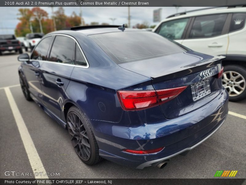 Cosmos Blue Metallic / Chestnut Brown 2018 Audi A3 2.0 Premium Plus quattro