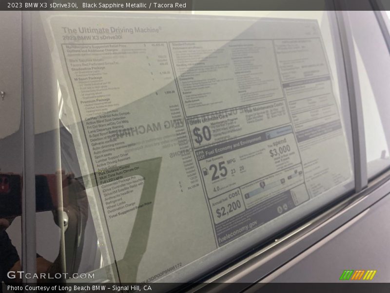 Black Sapphire Metallic / Tacora Red 2023 BMW X3 sDrive30i