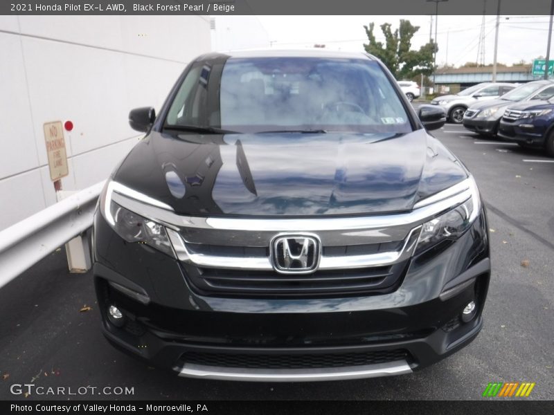 Black Forest Pearl / Beige 2021 Honda Pilot EX-L AWD