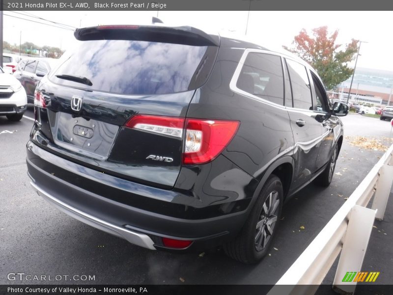 Black Forest Pearl / Beige 2021 Honda Pilot EX-L AWD