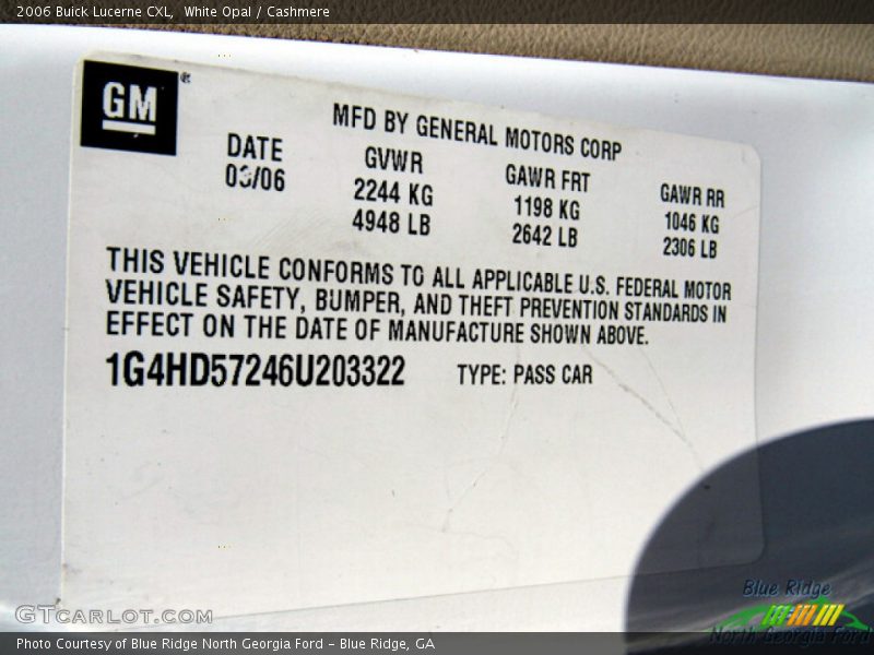 White Opal / Cashmere 2006 Buick Lucerne CXL