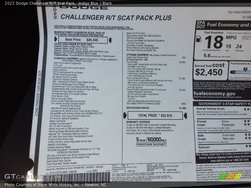 Indigo Blue / Black 2022 Dodge Challenger R/T Scat Pack