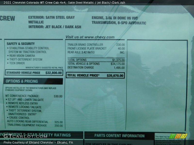 Satin Steel Metallic / Jet Black/­Dark Ash 2022 Chevrolet Colorado WT Crew Cab 4x4