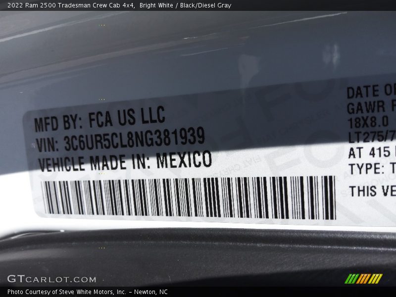 Bright White / Black/Diesel Gray 2022 Ram 2500 Tradesman Crew Cab 4x4