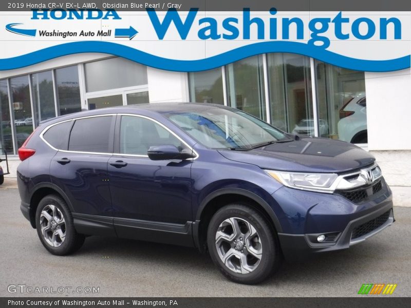 Obsidian Blue Pearl / Gray 2019 Honda CR-V EX-L AWD