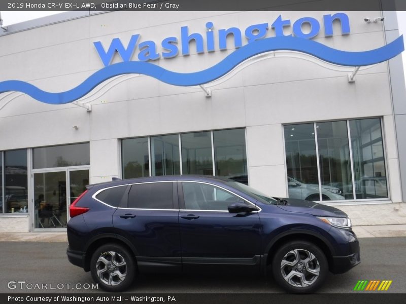 Obsidian Blue Pearl / Gray 2019 Honda CR-V EX-L AWD