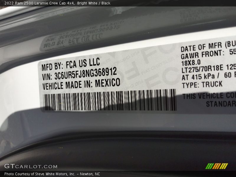Bright White / Black 2022 Ram 2500 Laramie Crew Cab 4x4