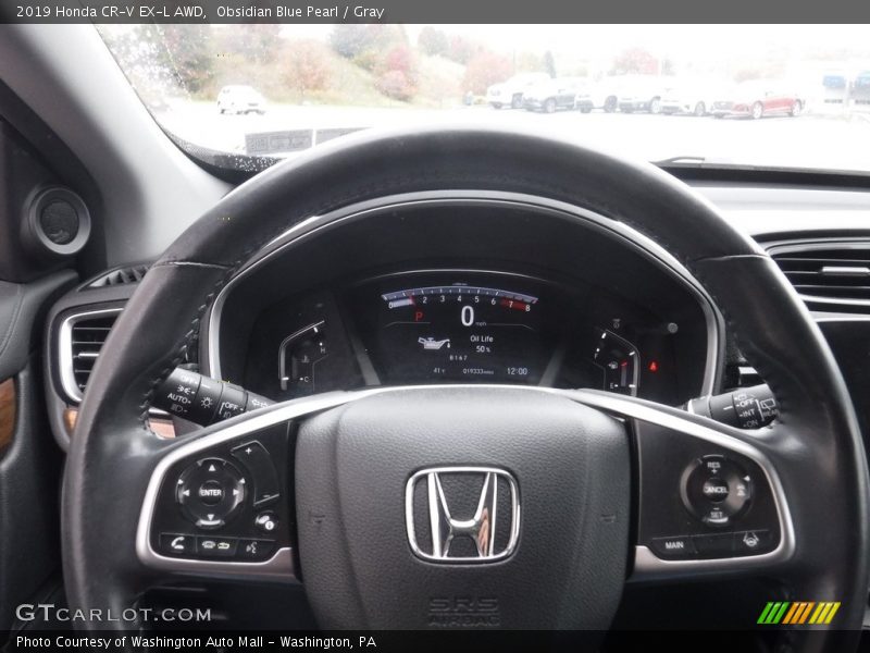Obsidian Blue Pearl / Gray 2019 Honda CR-V EX-L AWD