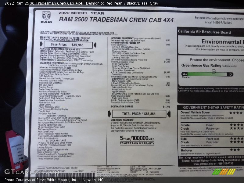 Delmonico Red Pearl / Black/Diesel Gray 2022 Ram 2500 Tradesman Crew Cab 4x4