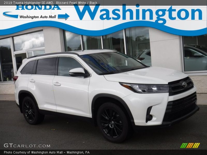 Blizzard Pearl White / Black 2019 Toyota Highlander SE AWD