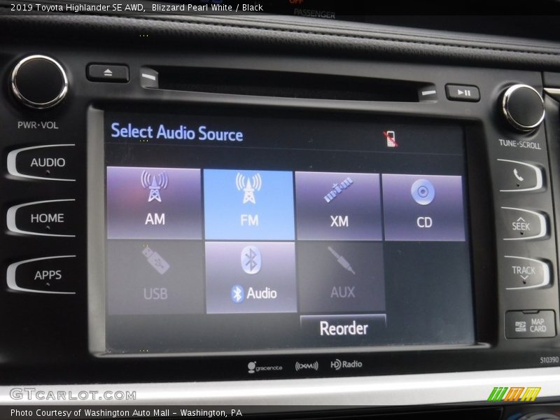 Blizzard Pearl White / Black 2019 Toyota Highlander SE AWD