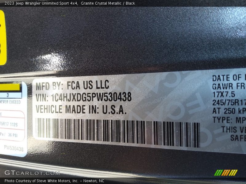 Granite Crystal Metallic / Black 2023 Jeep Wrangler Unlimited Sport 4x4