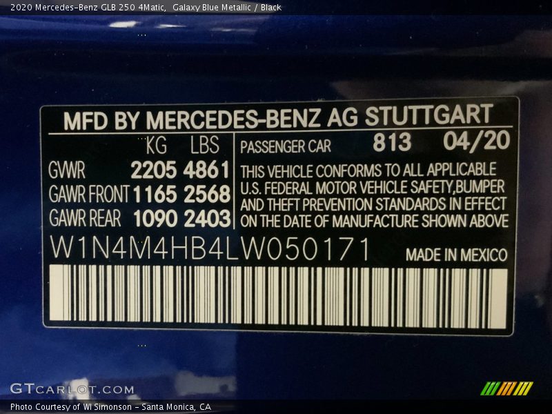 Galaxy Blue Metallic / Black 2020 Mercedes-Benz GLB 250 4Matic