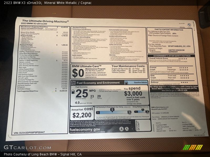 Mineral White Metallic / Cognac 2023 BMW X3 sDrive30i