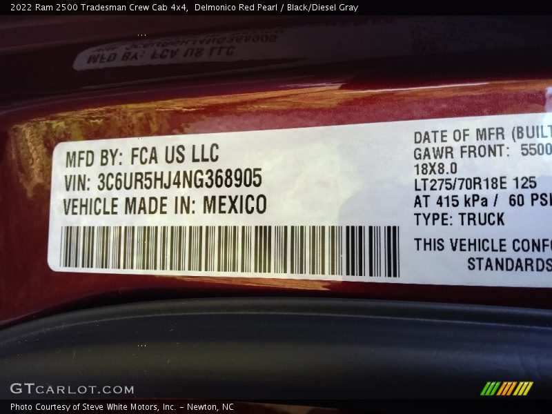Delmonico Red Pearl / Black/Diesel Gray 2022 Ram 2500 Tradesman Crew Cab 4x4