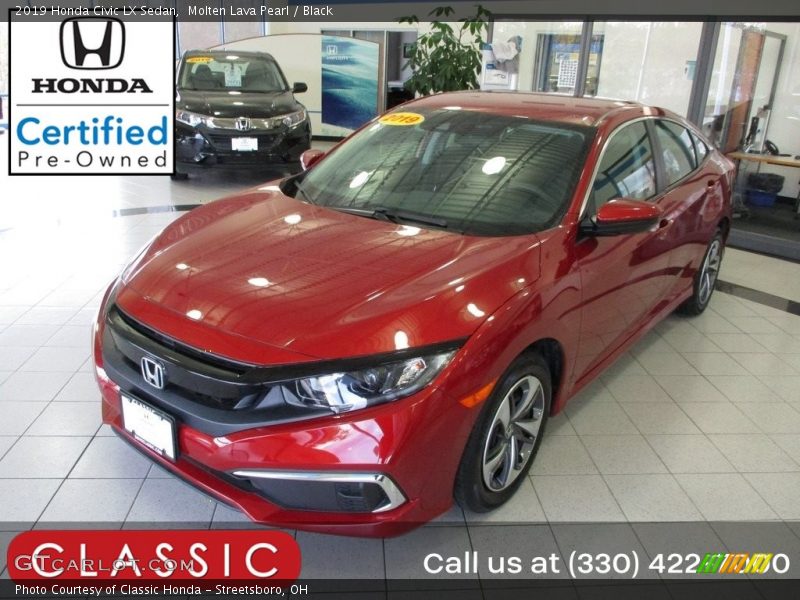 Molten Lava Pearl / Black 2019 Honda Civic LX Sedan