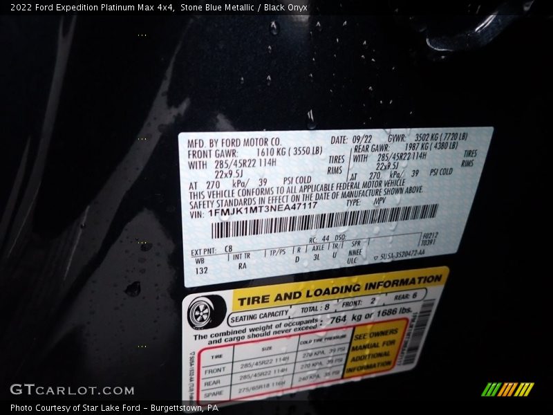 2022 Expedition Platinum Max 4x4 Stone Blue Metallic Color Code C8