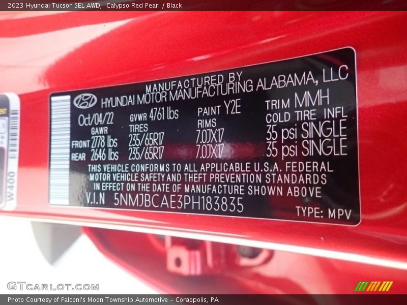 Calypso Red Pearl / Black 2023 Hyundai Tucson SEL AWD