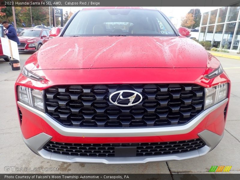 Calypso Red / Beige 2023 Hyundai Santa Fe SEL AWD