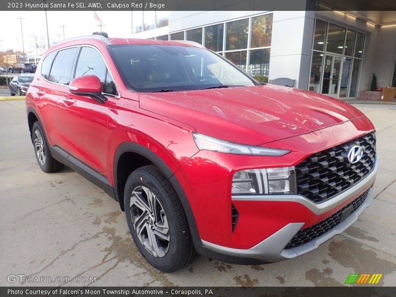 Calypso Red / Beige 2023 Hyundai Santa Fe SEL AWD