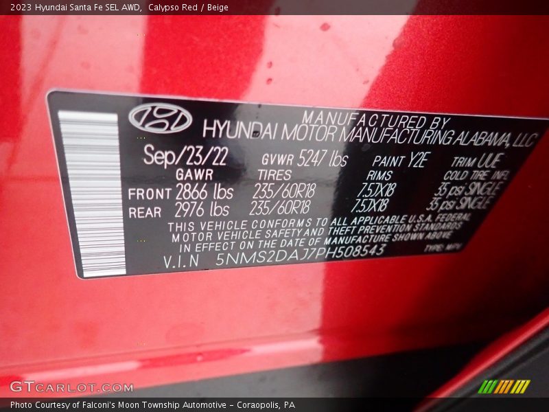Calypso Red / Beige 2023 Hyundai Santa Fe SEL AWD