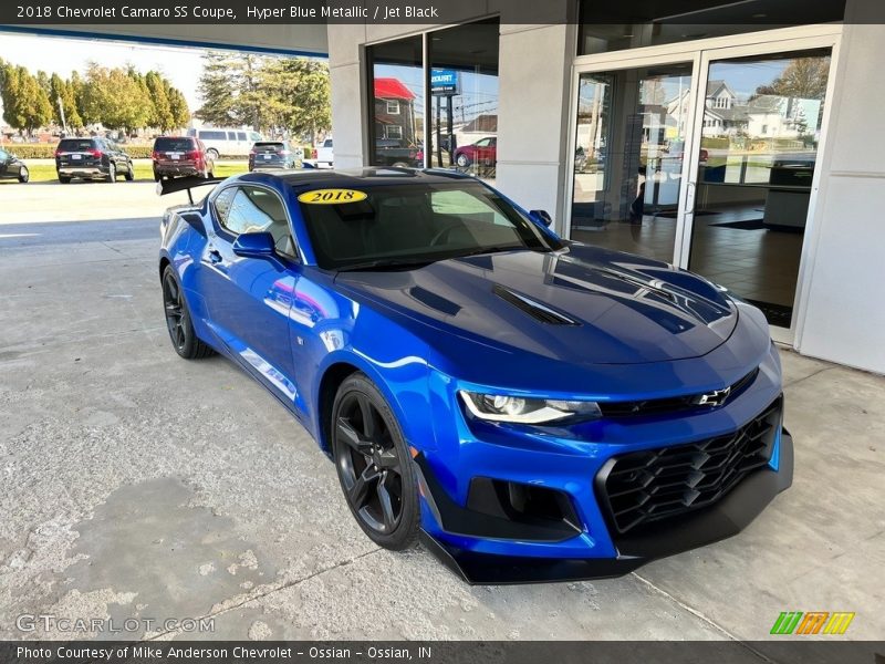 Hyper Blue Metallic / Jet Black 2018 Chevrolet Camaro SS Coupe