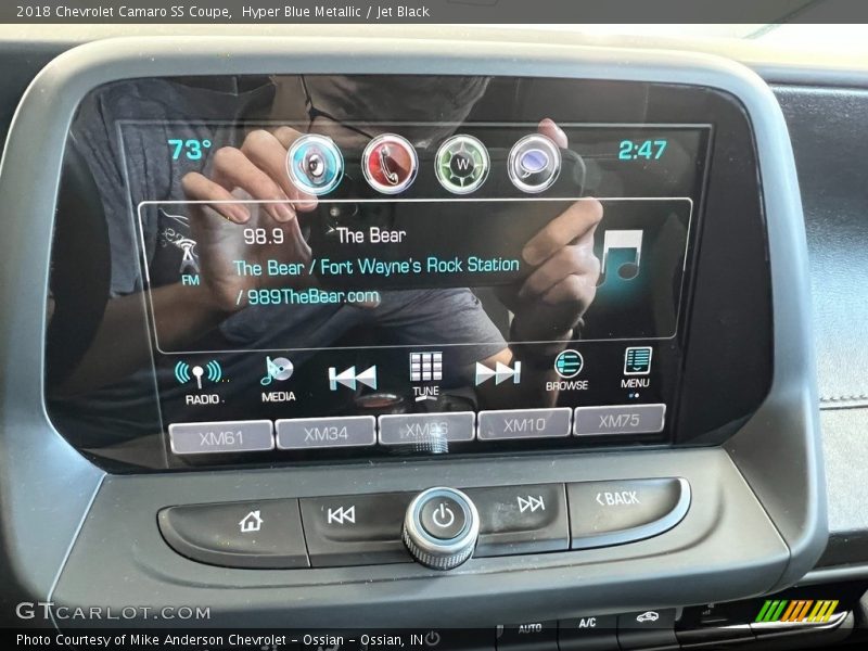 Hyper Blue Metallic / Jet Black 2018 Chevrolet Camaro SS Coupe