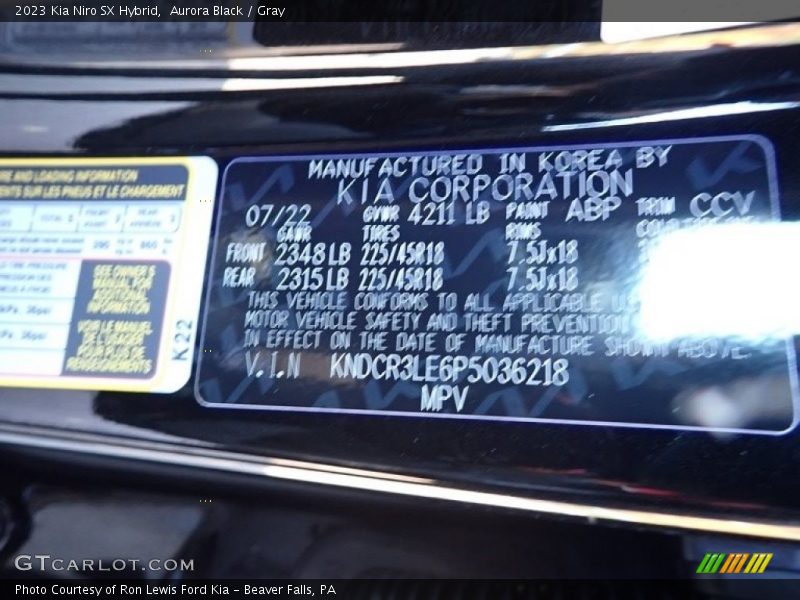 Aurora Black / Gray 2023 Kia Niro SX Hybrid