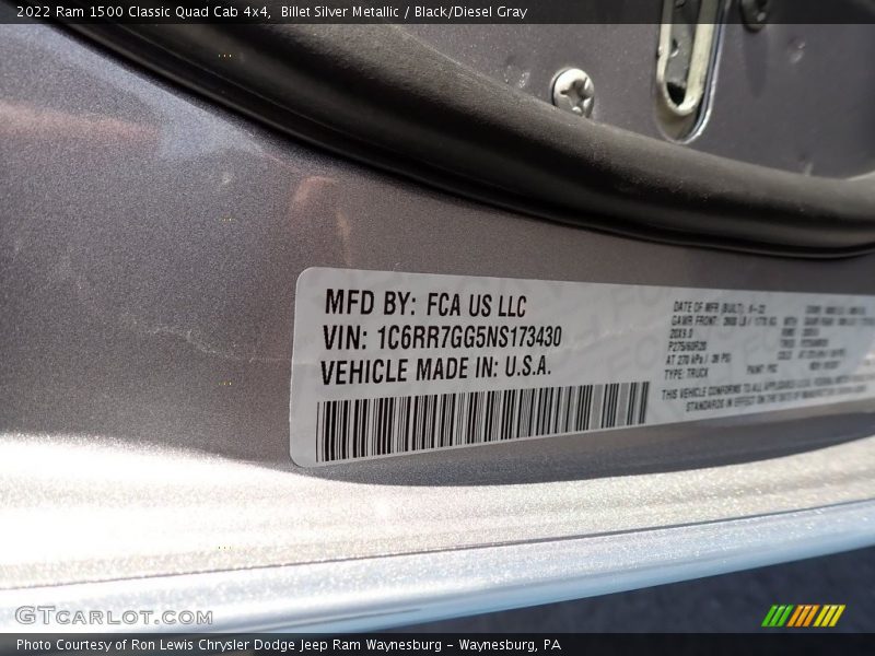 Billet Silver Metallic / Black/Diesel Gray 2022 Ram 1500 Classic Quad Cab 4x4