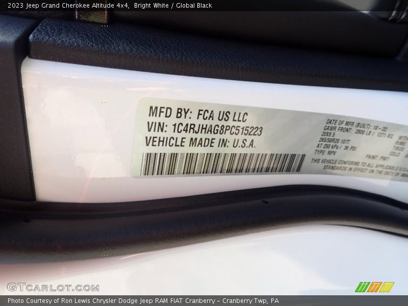 Bright White / Global Black 2023 Jeep Grand Cherokee Altitude 4x4