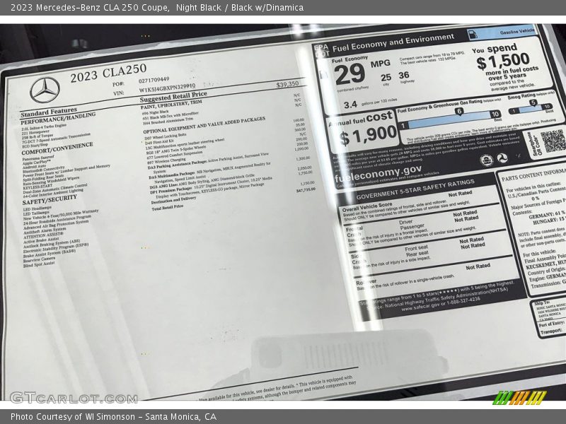 Night Black / Black w/Dinamica 2023 Mercedes-Benz CLA 250 Coupe