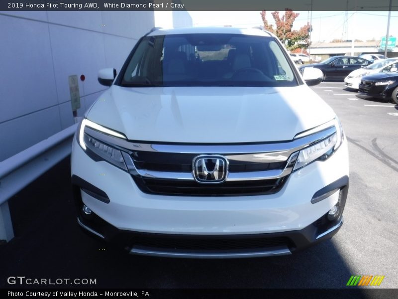 White Diamond Pearl / Gray 2019 Honda Pilot Touring AWD