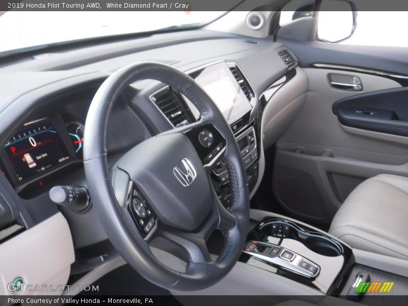 White Diamond Pearl / Gray 2019 Honda Pilot Touring AWD