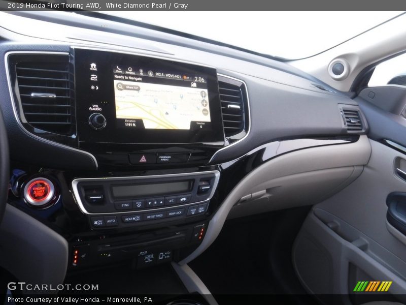 White Diamond Pearl / Gray 2019 Honda Pilot Touring AWD