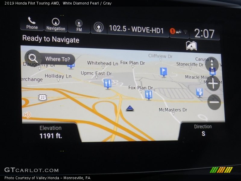 White Diamond Pearl / Gray 2019 Honda Pilot Touring AWD