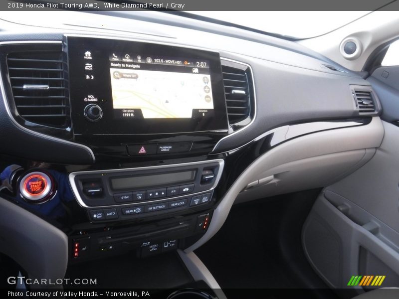 White Diamond Pearl / Gray 2019 Honda Pilot Touring AWD