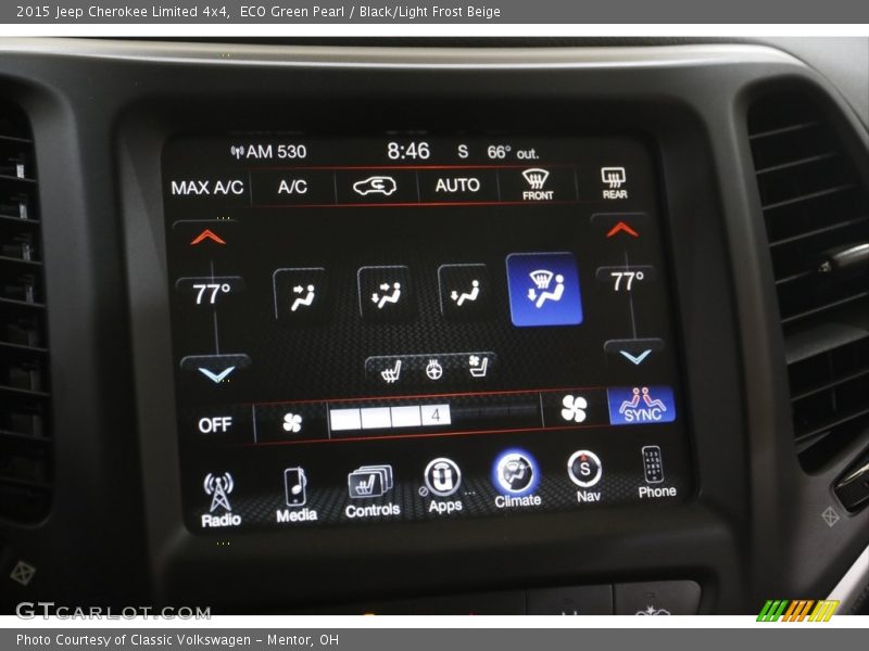 ECO Green Pearl / Black/Light Frost Beige 2015 Jeep Cherokee Limited 4x4