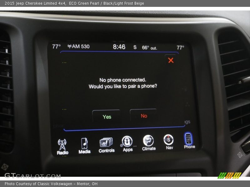 ECO Green Pearl / Black/Light Frost Beige 2015 Jeep Cherokee Limited 4x4