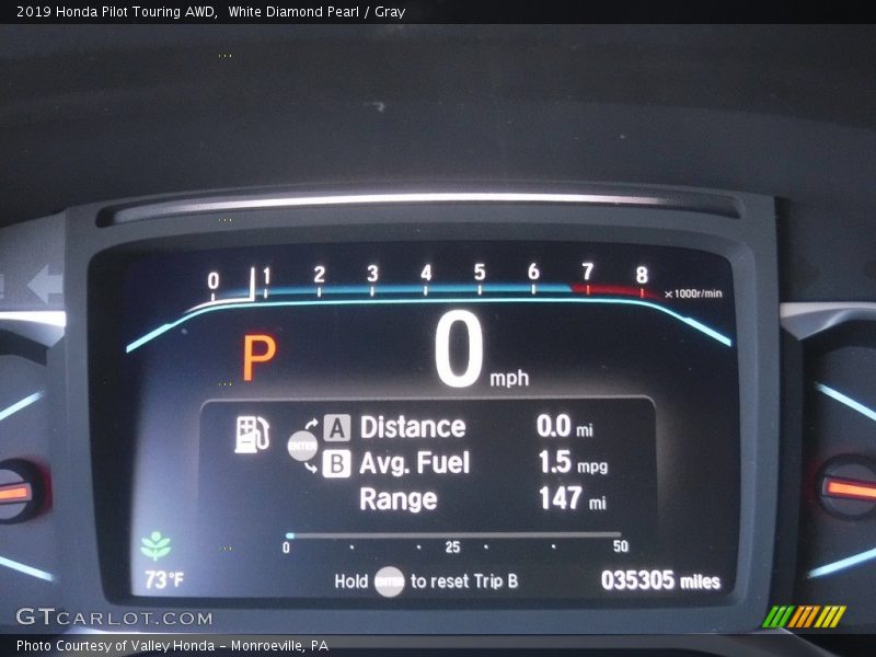 White Diamond Pearl / Gray 2019 Honda Pilot Touring AWD