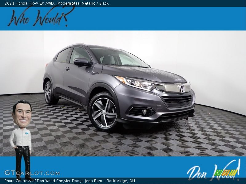 Modern Steel Metallic / Black 2021 Honda HR-V EX AWD