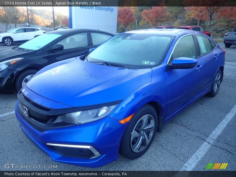 Agean Blue Metallic / Black 2019 Honda Civic LX Sedan