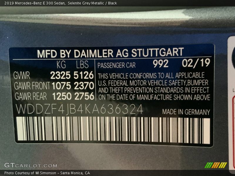 Selenite Grey Metallic / Black 2019 Mercedes-Benz E 300 Sedan