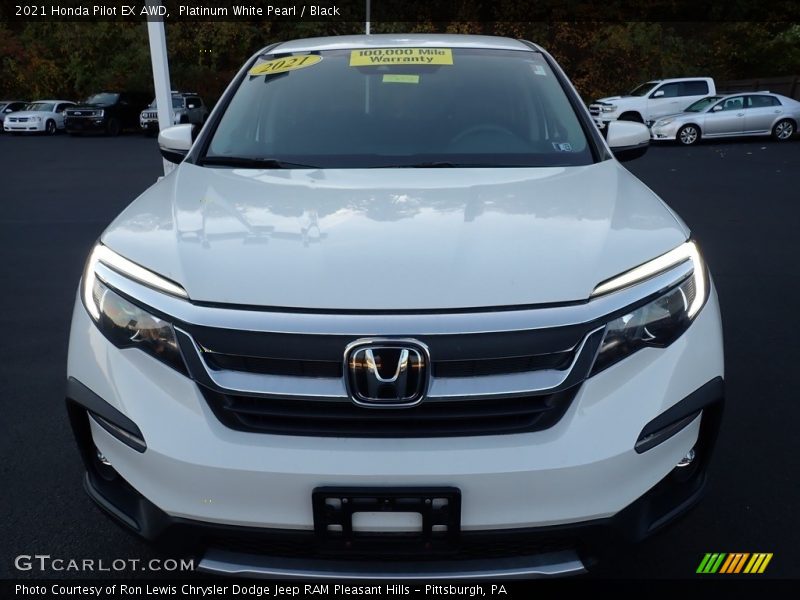Platinum White Pearl / Black 2021 Honda Pilot EX AWD