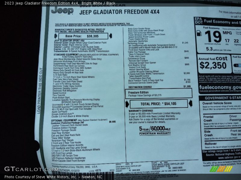  2023 Gladiator Freedom Edition 4x4 Window Sticker