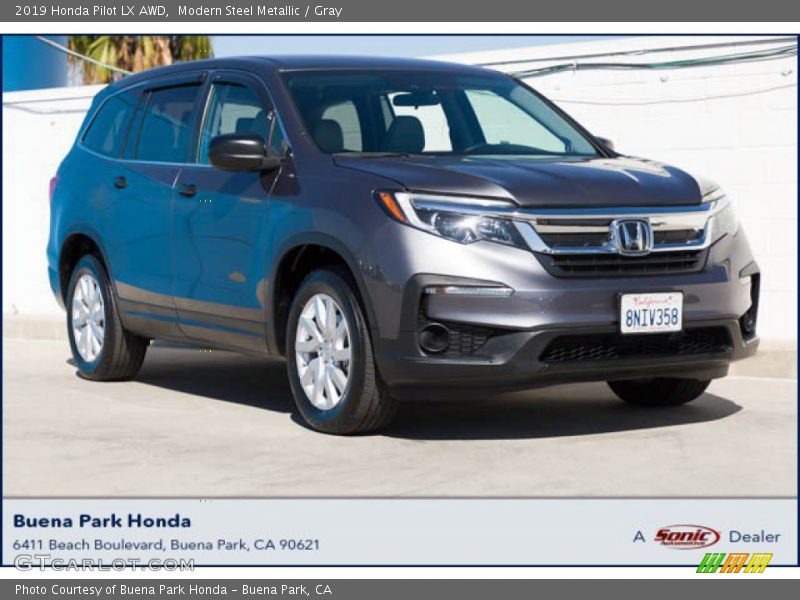 Modern Steel Metallic / Gray 2019 Honda Pilot LX AWD