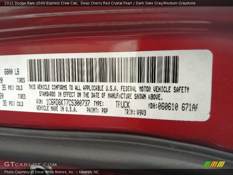 Deep Cherry Red Crystal Pearl / Dark Slate Gray/Medium Graystone 2012 Dodge Ram 1500 Express Crew Cab