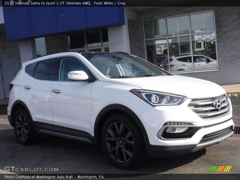 Pearl White / Gray 2017 Hyundai Santa Fe Sport 2.0T Ulitimate AWD